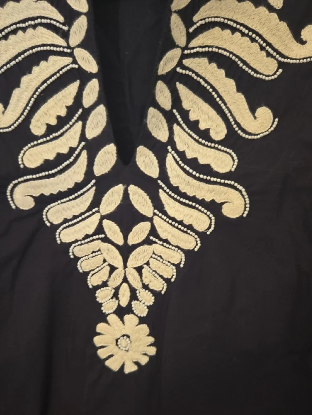 Tory Burch Navy Tunic with White Embroidered Motif